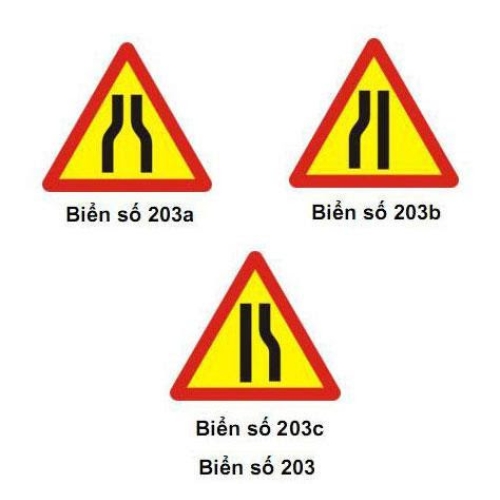  Biển báo đường bị thu hẹp